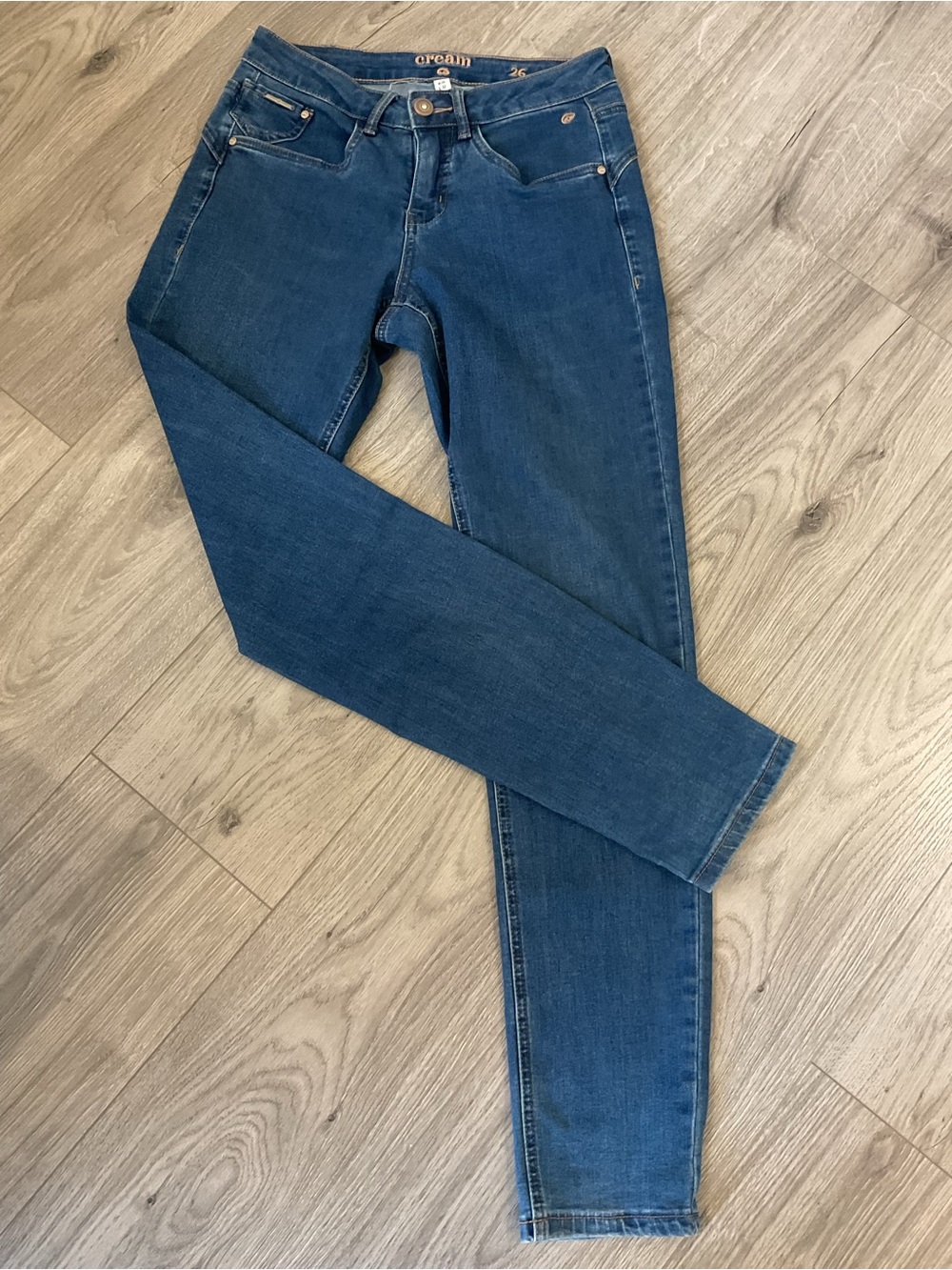 ***Cream Coco Fit Women's Skinny Jeans in Medium Blue Stretch Denim